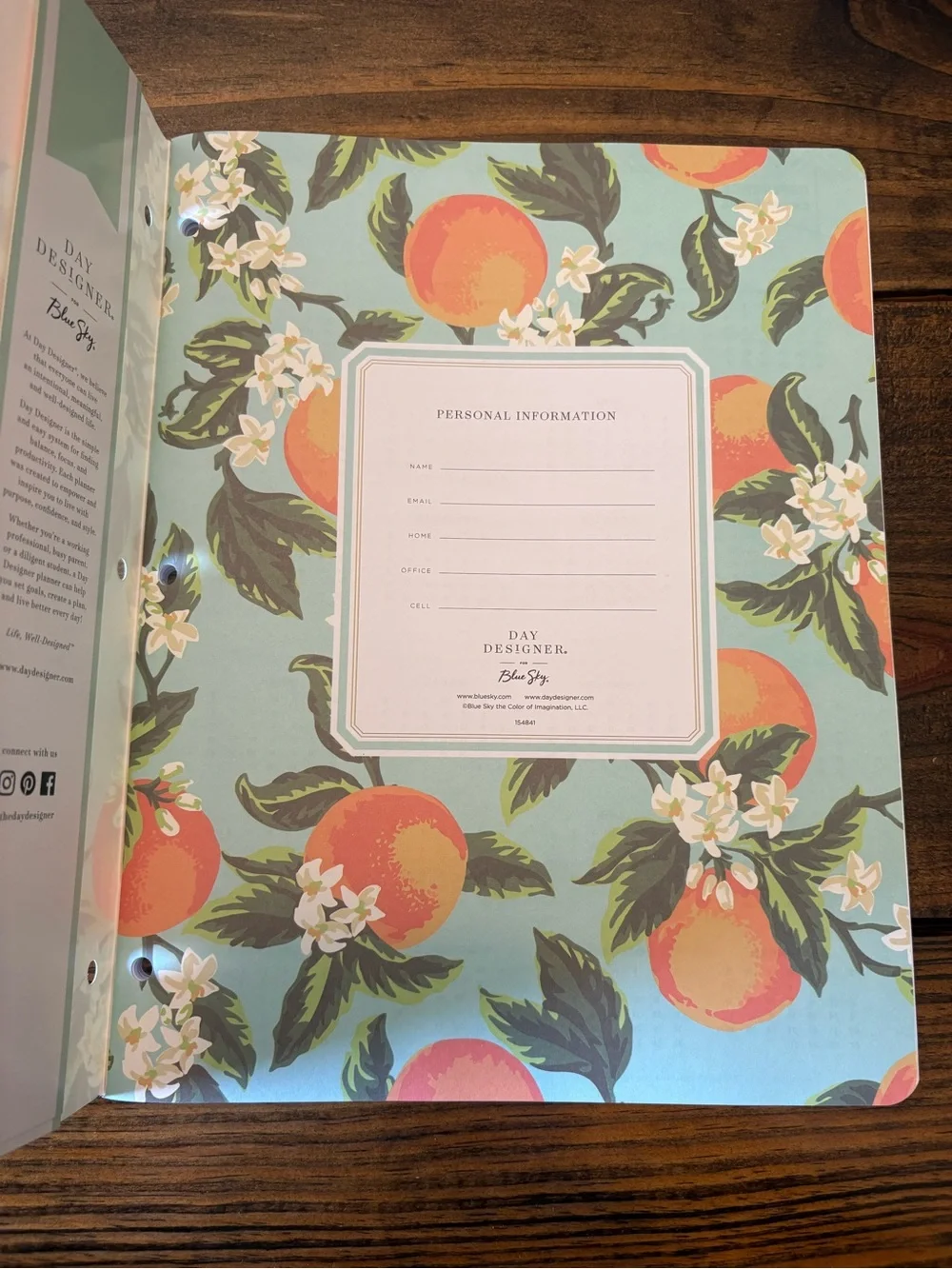 Monthly Planning Calendar 2025-2027 in Mint with Orange Floral Print